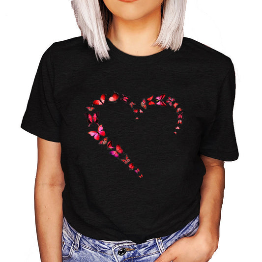 Rose Petals Heart Print Tops Happy Phoenix