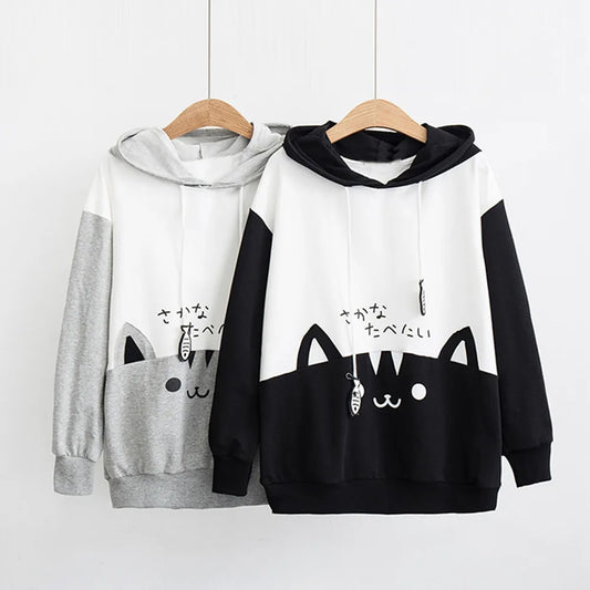 Cat Print kawaii Loose Pullovers Happy Phoenix