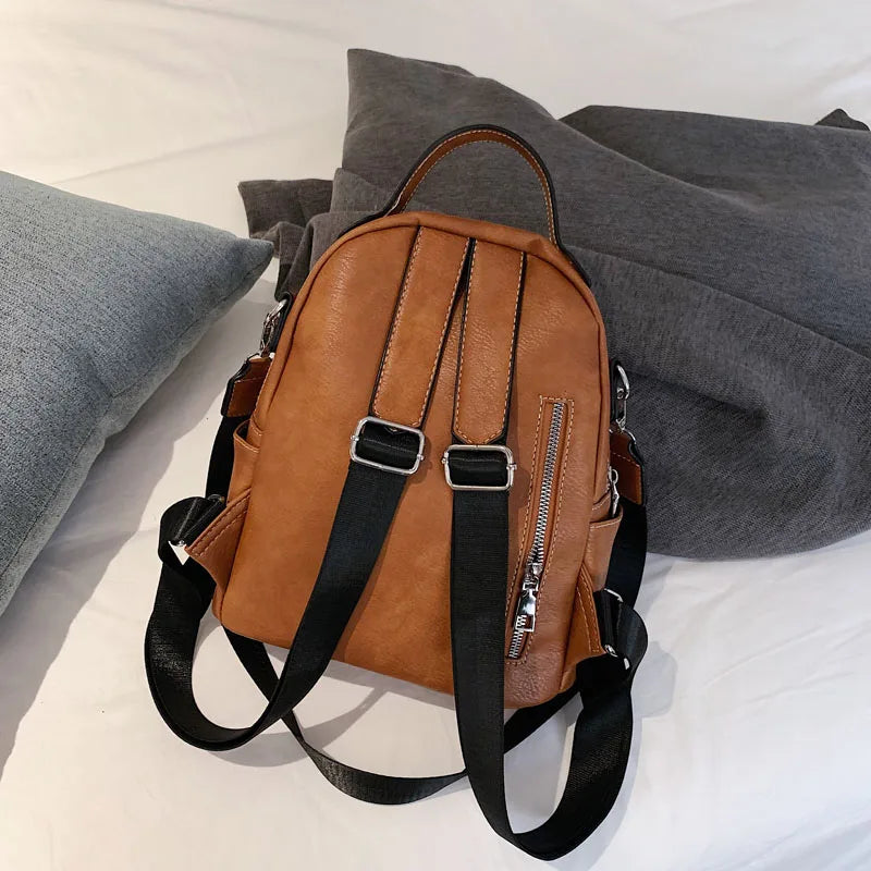 Leather Solid Vintage Style Backpack Happy Phoenix