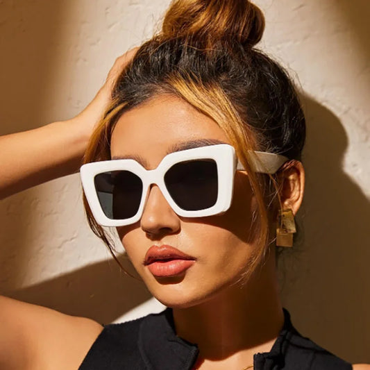 Oversized Simple Retro Square Sunglasses Happy Phoenix