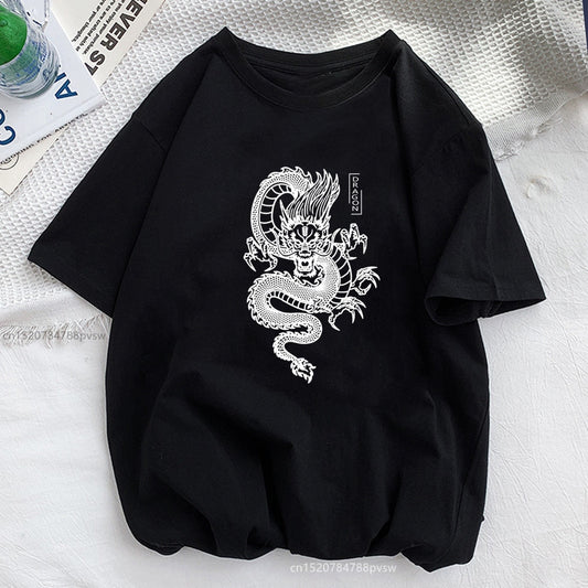 Dragon Print T-shirt Happy Phoenix